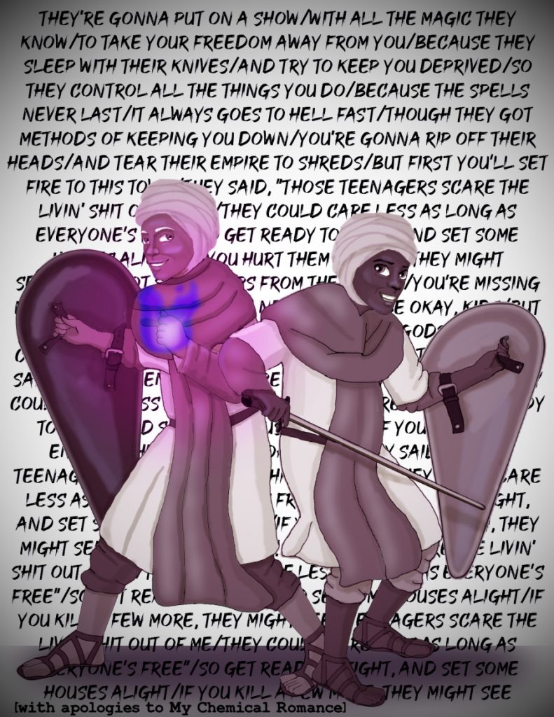 Tommy and Penny as warriors in the Zanzamin Rebellion. With modified lyrics of 'Teenagers' by My Chemical romance in the background, see Liner Notes.